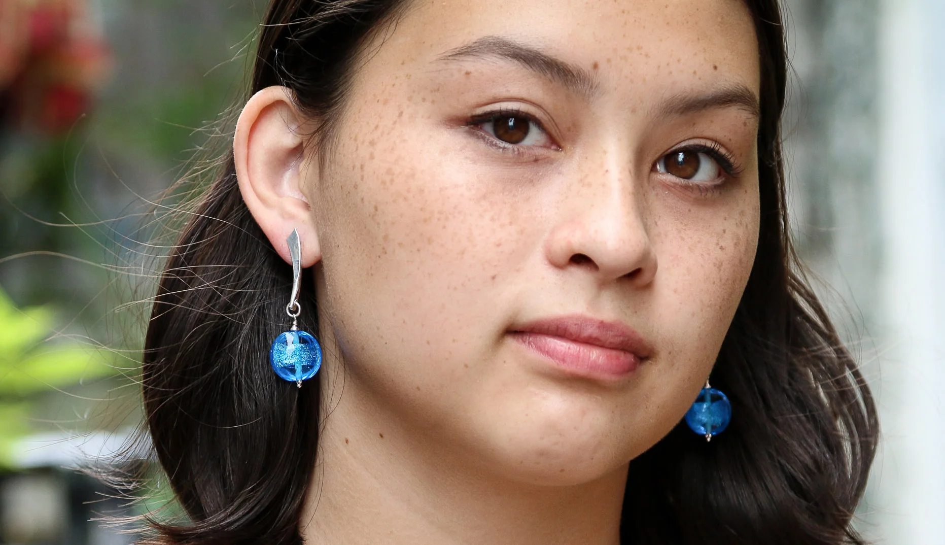 Turquoise Drop Post Earrings, Sterling Silver hammered accents