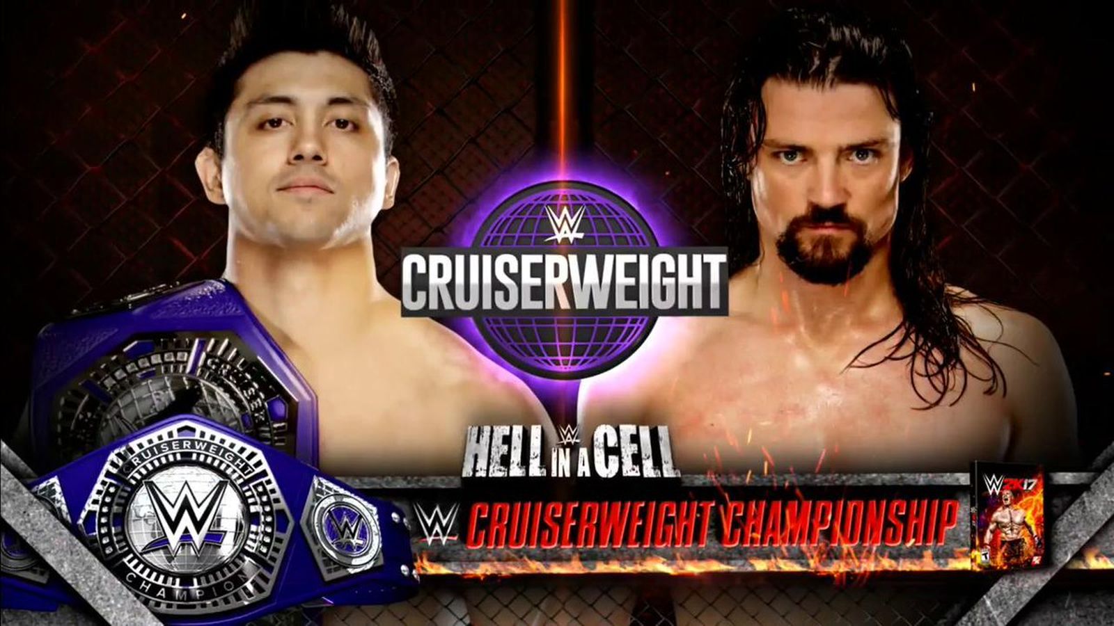 Match promo card for TJ Perkins v. Brian Kendrick at 'Hell in a Cell'