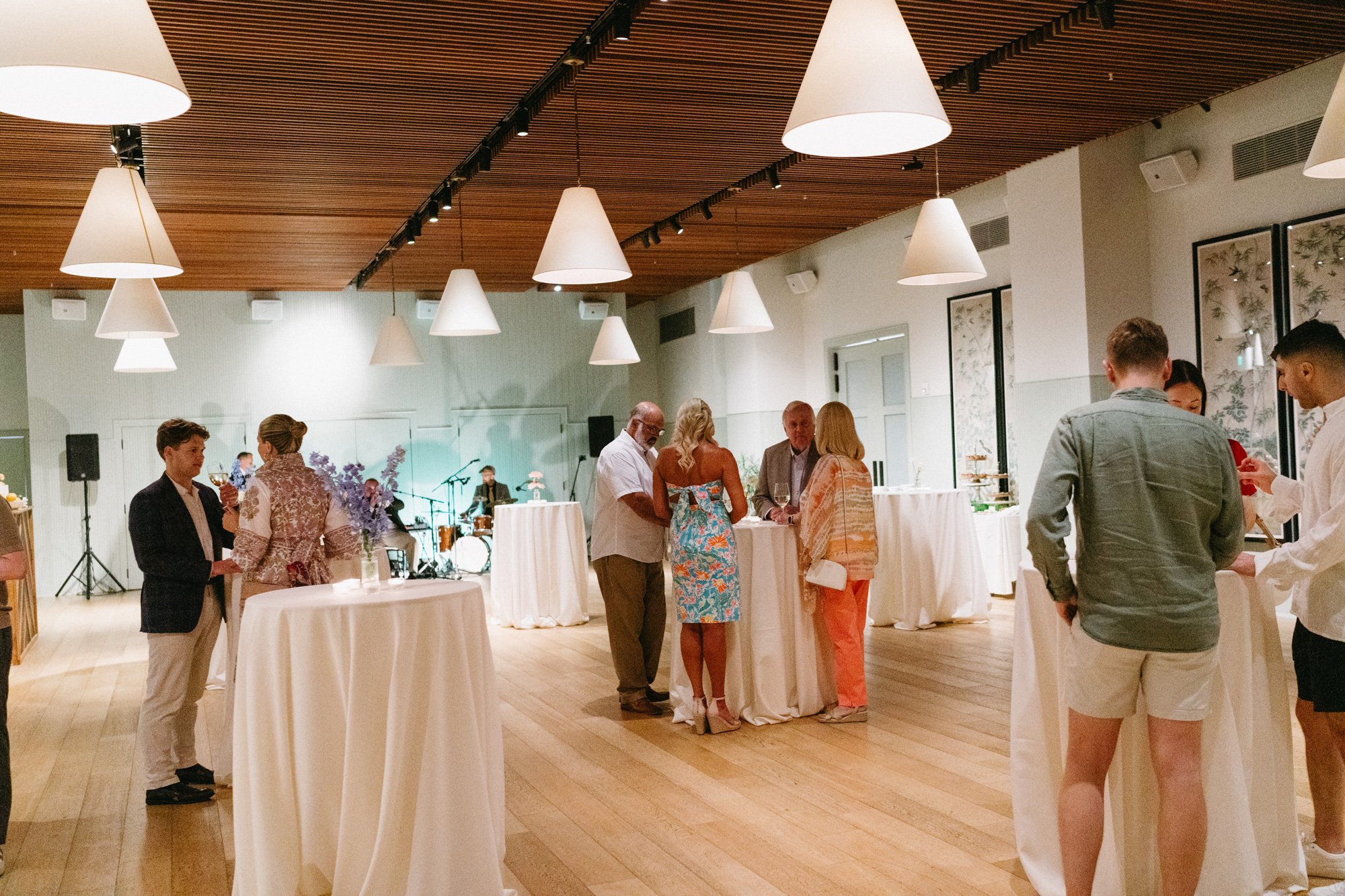 Guests gathered inside the venue during the wedding celebration.