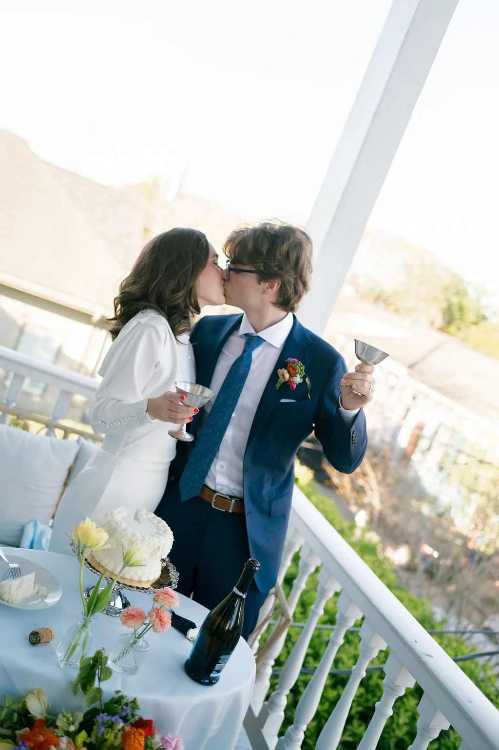Brooke and Niels sharing a kiss during the reception.