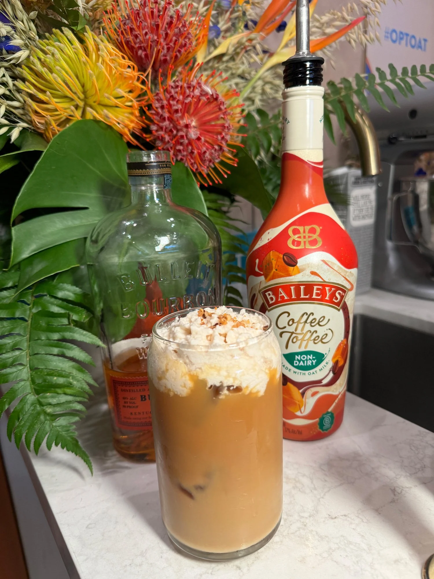 Custom coffee cocktails highlighted Baileys Coffee Toffee.