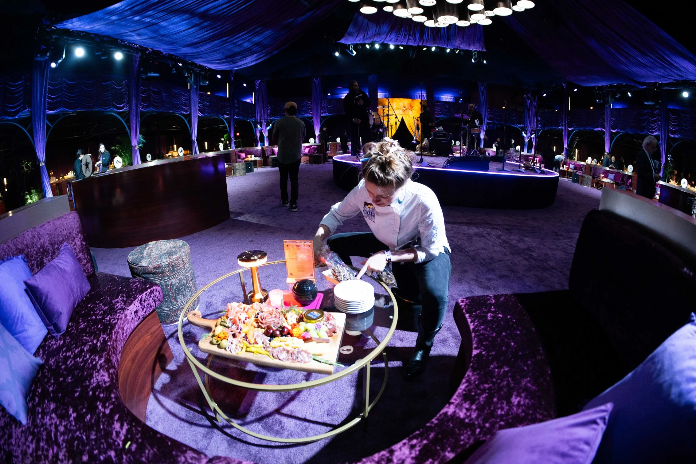 Chef setting up appetizers.
