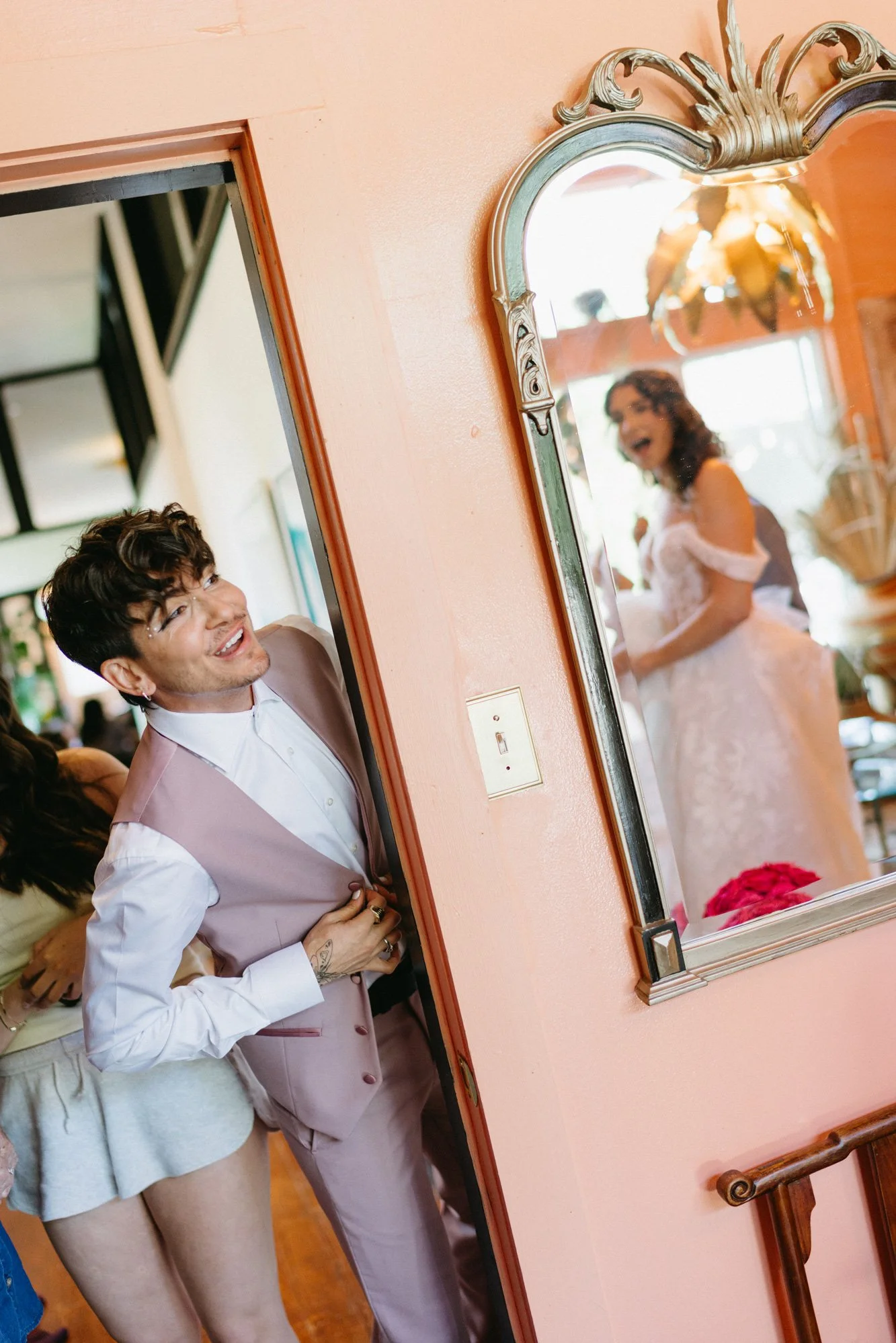 Missy getting ready before the wedding ceremony.