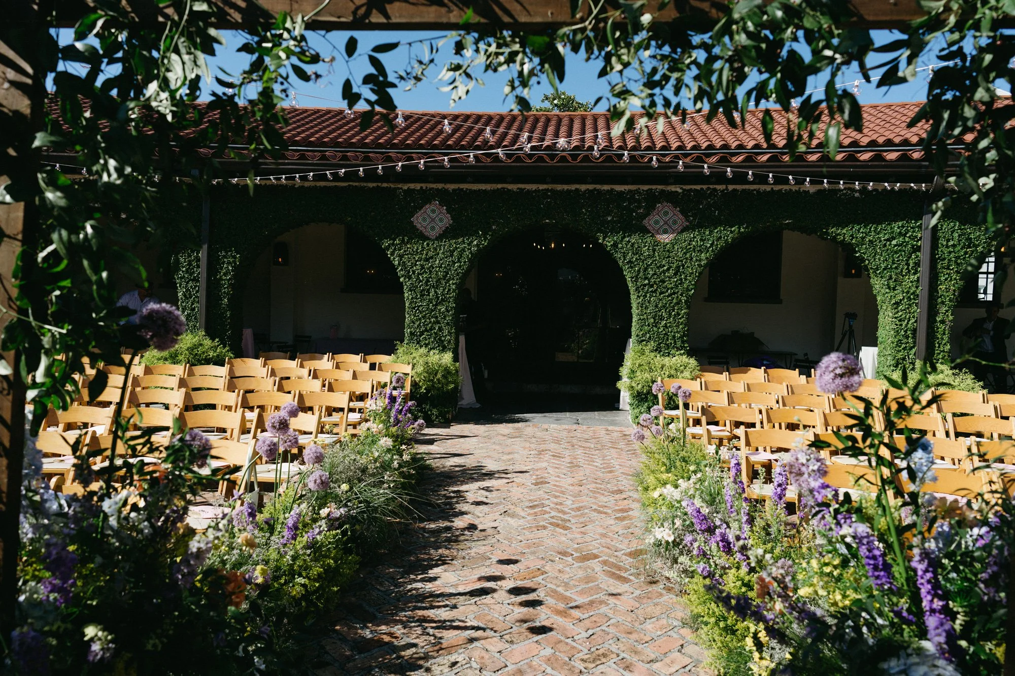 Flower-lined aisle.