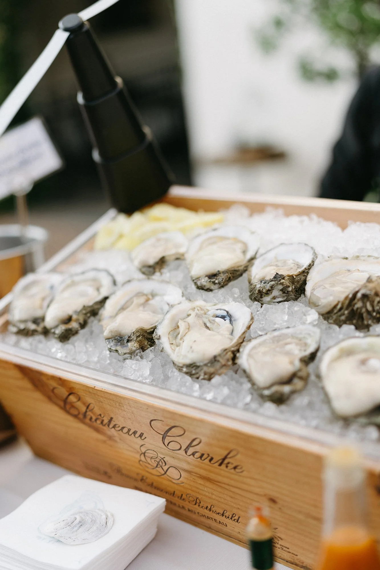 Fresh oysters served during the wedding reception.