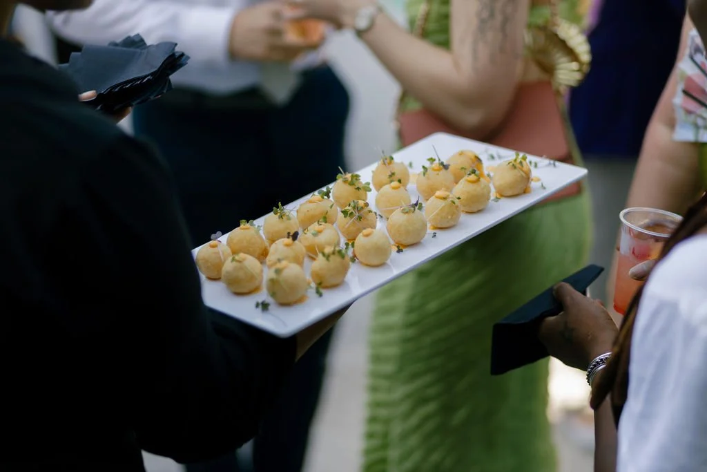 Passed hors d’oeuvres served during the wedding reception.