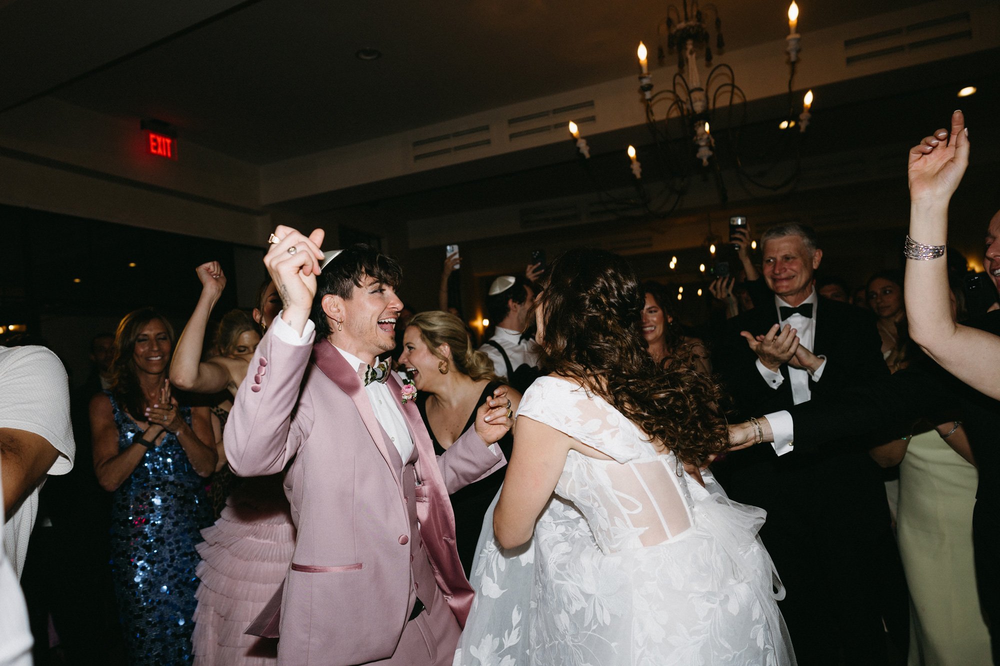 Bride and guests celebrate.