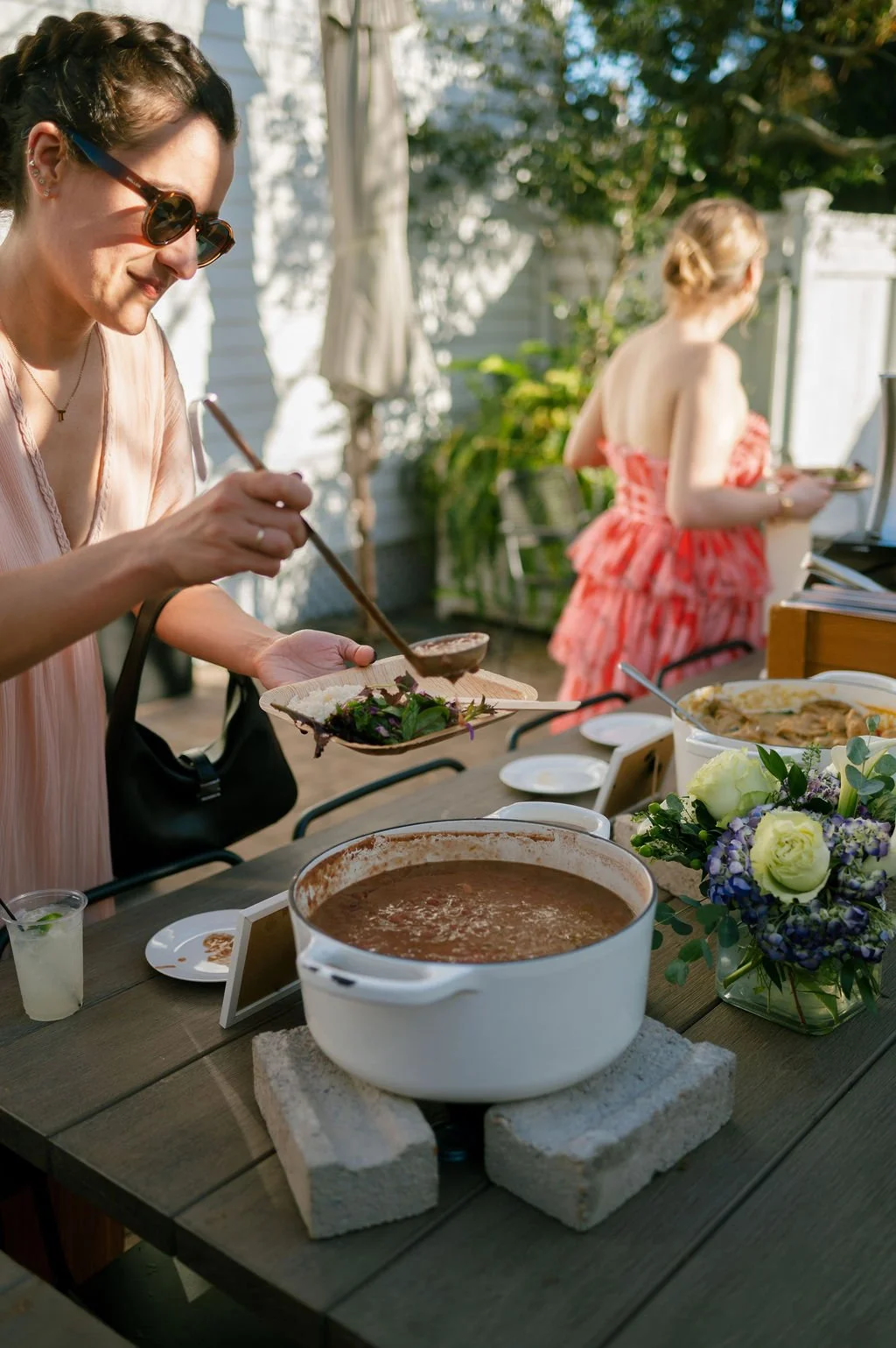 Guests enjoying the reception buffet.