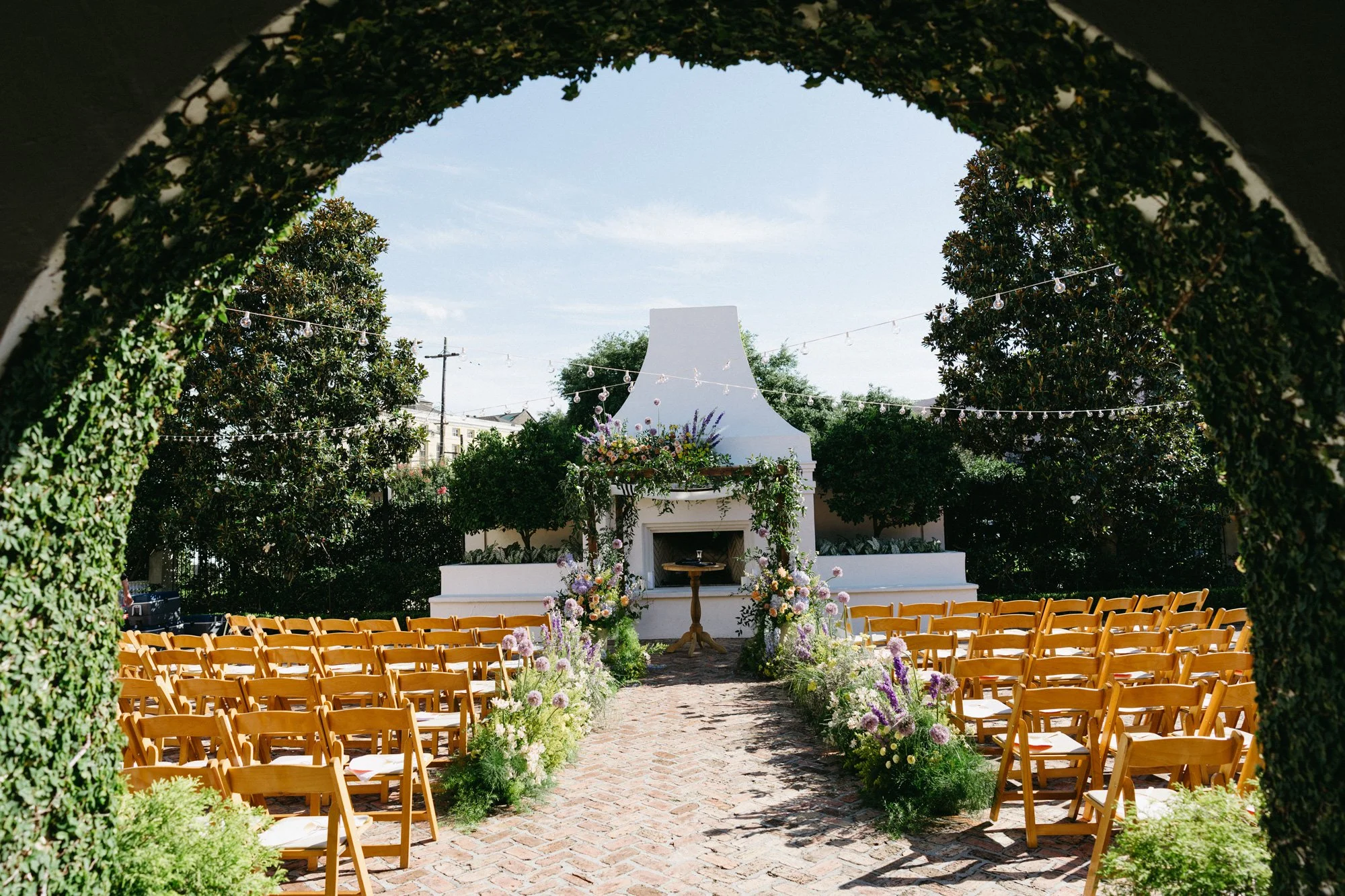 Outdoor wedding ceremony setup.