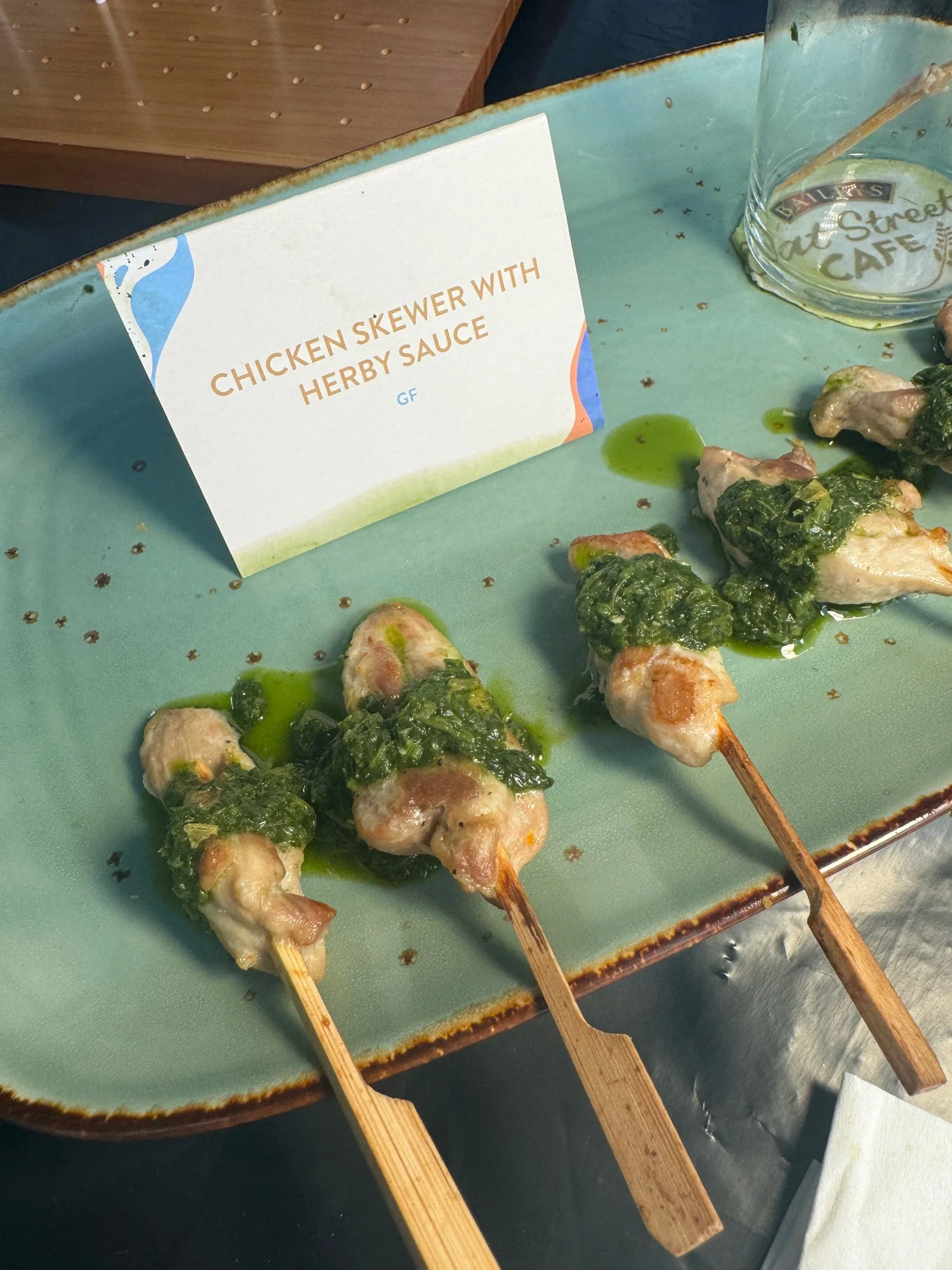 Chef Star developed herb-marinated chicken skewers as part of a custom small bites menu created exclusively for the Baileys launch event.