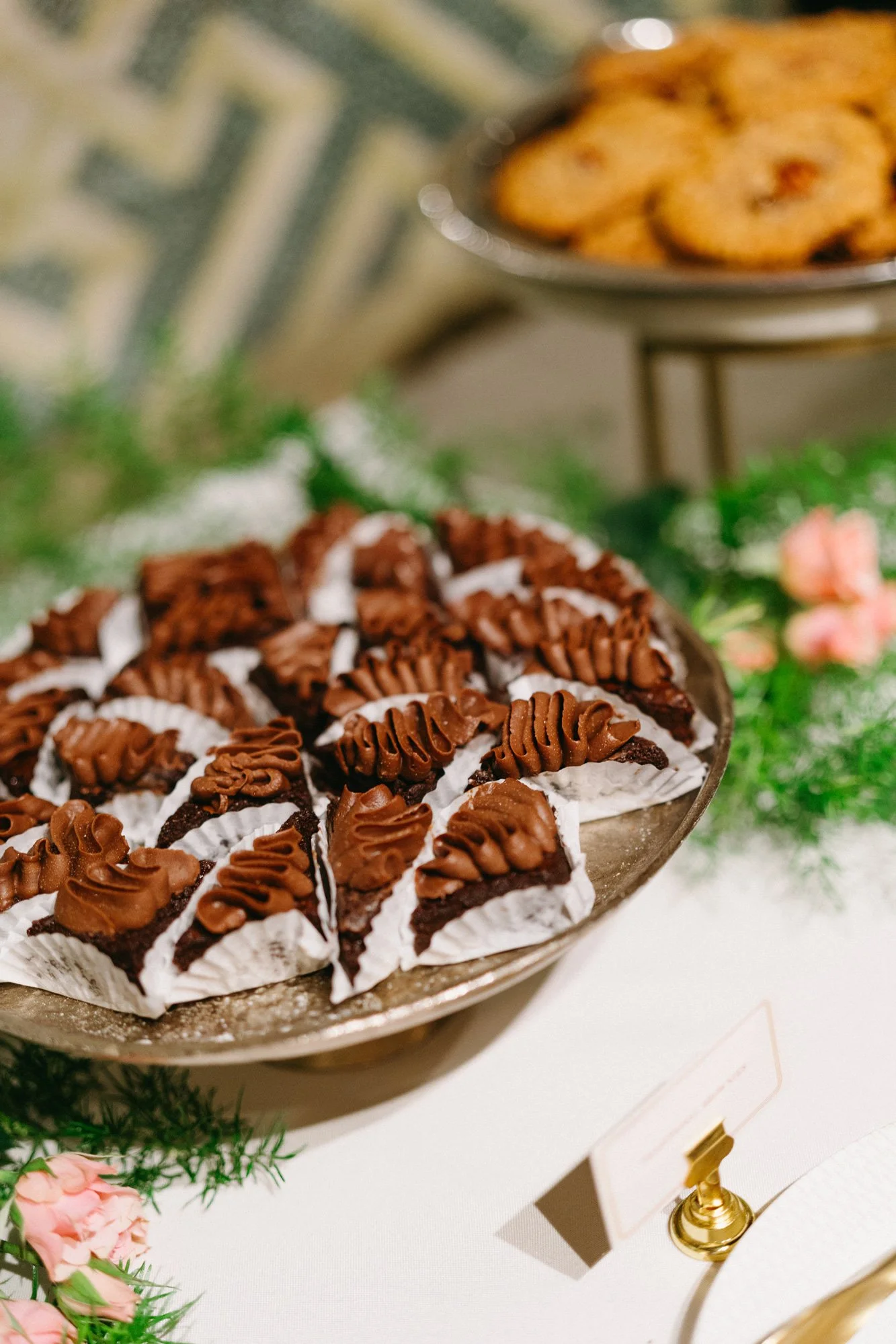 Platter of chocolate desserts at the reception.