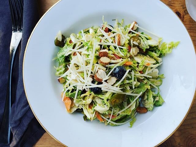 Salad time! Don't make biring lettuce salads, try Brussel sprouts! This shaved Brussel sprout salad is loaded with antioxidants from almonds and blueberries and has kick with sliced jalape&ntilde;os. Tossed with a honey mustard vinaigrette it makes t