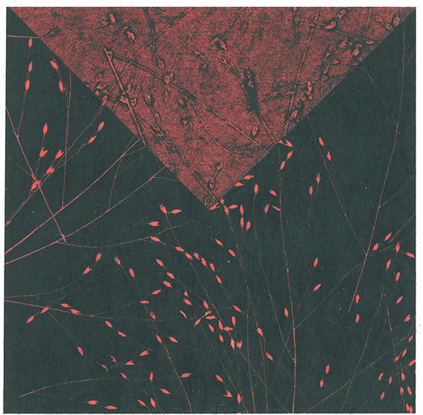 Sheri Hancock-Tomek, Gift, monoprint with chine collé, water-based ink, 5x5"