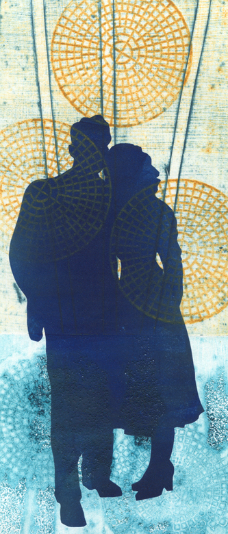 Dance Hall Days, collagraph with stencil, monprint