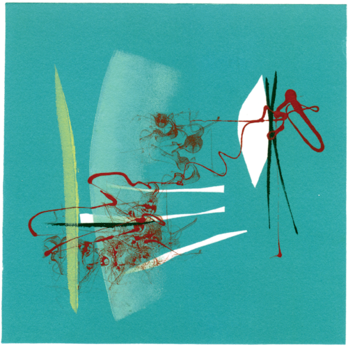 Patty Castellini, Untitled, solarplate, monotype, 5 x 5"