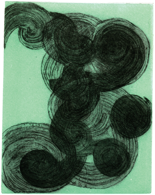 Judy Lampe, Untitled, two-plate white ground etching, 8 x 6"