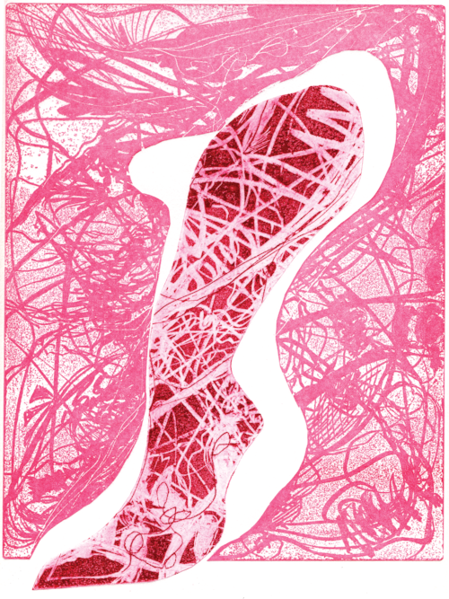 Carol Lippman, We Took a Hike, two-plate solarplate, 10 1/2 x 8"