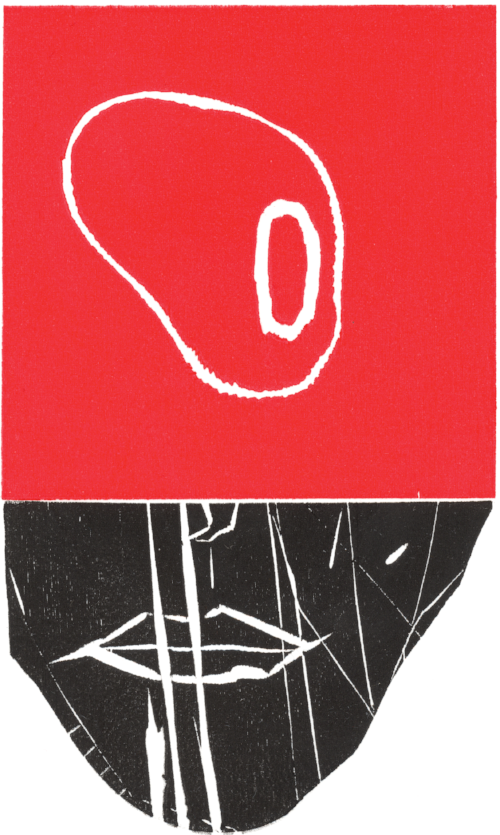 Bert Yarborough, Emoticon, woodcut, 7 1/2 x 4 1/2"