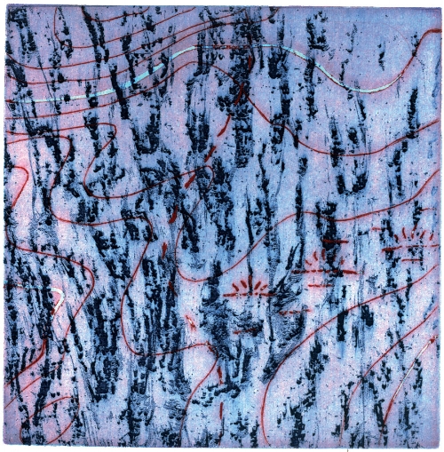 Carol Lippman, Old Logging Road, W. Newbury, VT, two solarplates, 6.75x6.75"