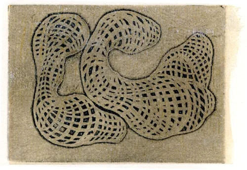 Mary Mead, Untitled, relief print, chine colle, 3x4"
