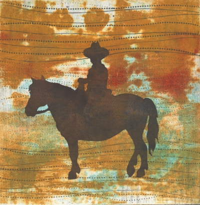 Into the Sunset, collagraph with stencil, monoprint