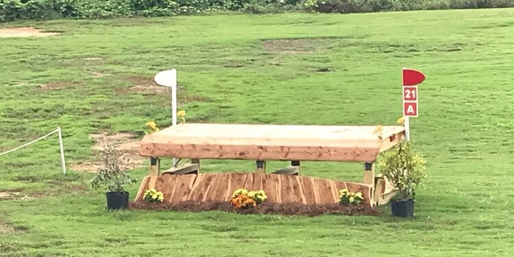  Intermediate frangible table at the Blue Ridge Horse Trials at TIEC. Courses designed by Mark Phillips and John Michael Durr. 