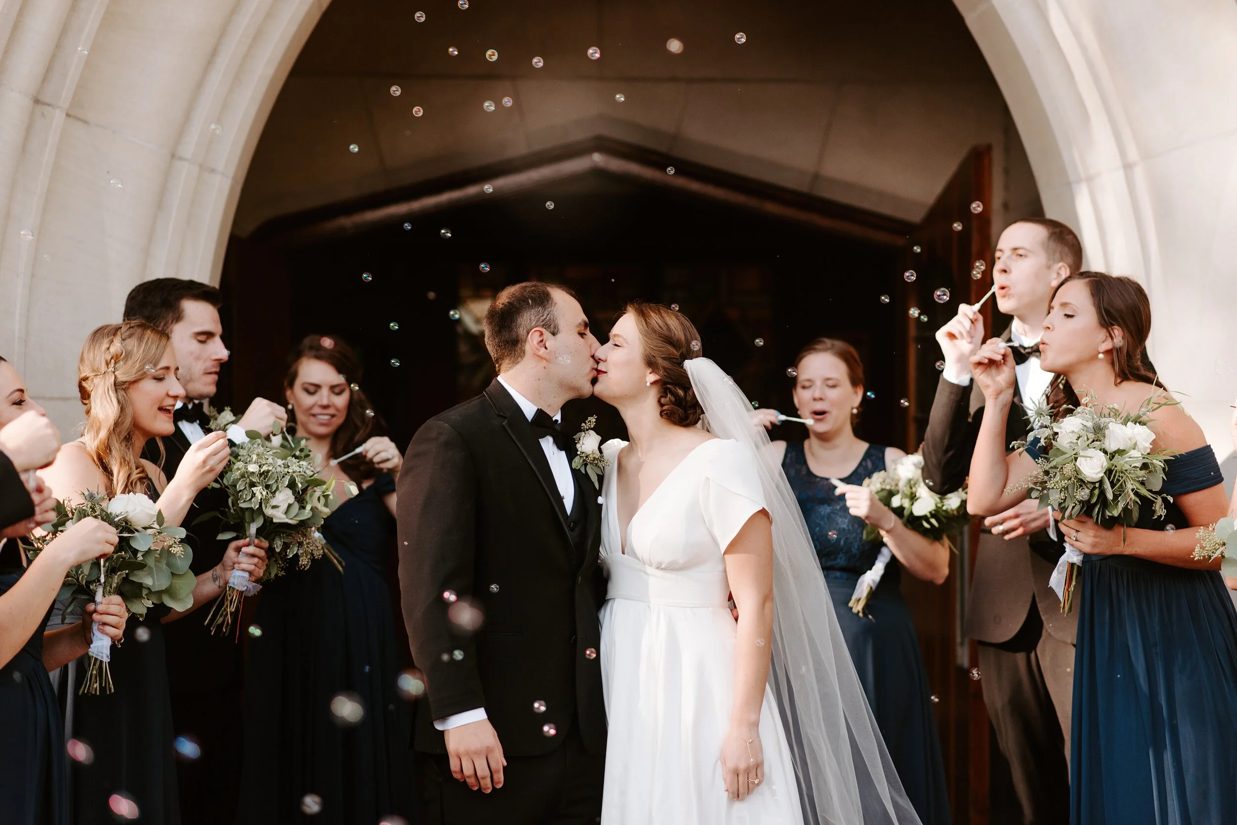 New Jersey Wedding Photographer Nassau Inn Photography Vintage Princeton Wedding Church Exit Kiss.jpg