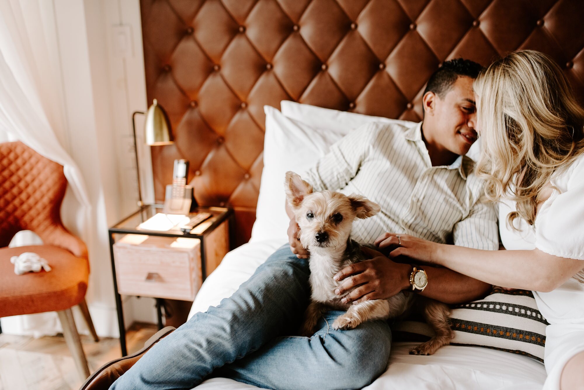 New York City Engagement Session Couples Photos Brooklyn Williamsburg Intimate Hotel At Home Session with Dog.jpg