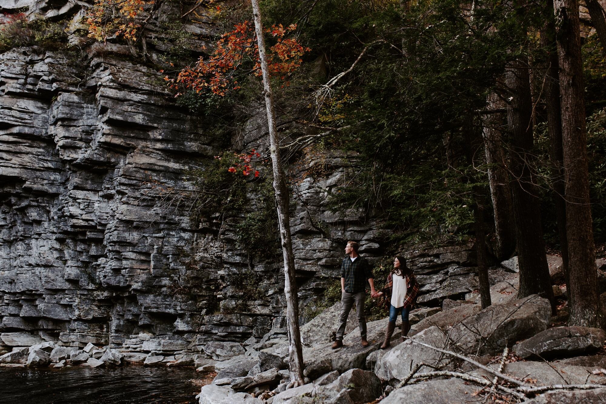 New York Hudson Valley Engagement Session Couples Photos Minnewaska State Park Dramatic Portrait.jpg