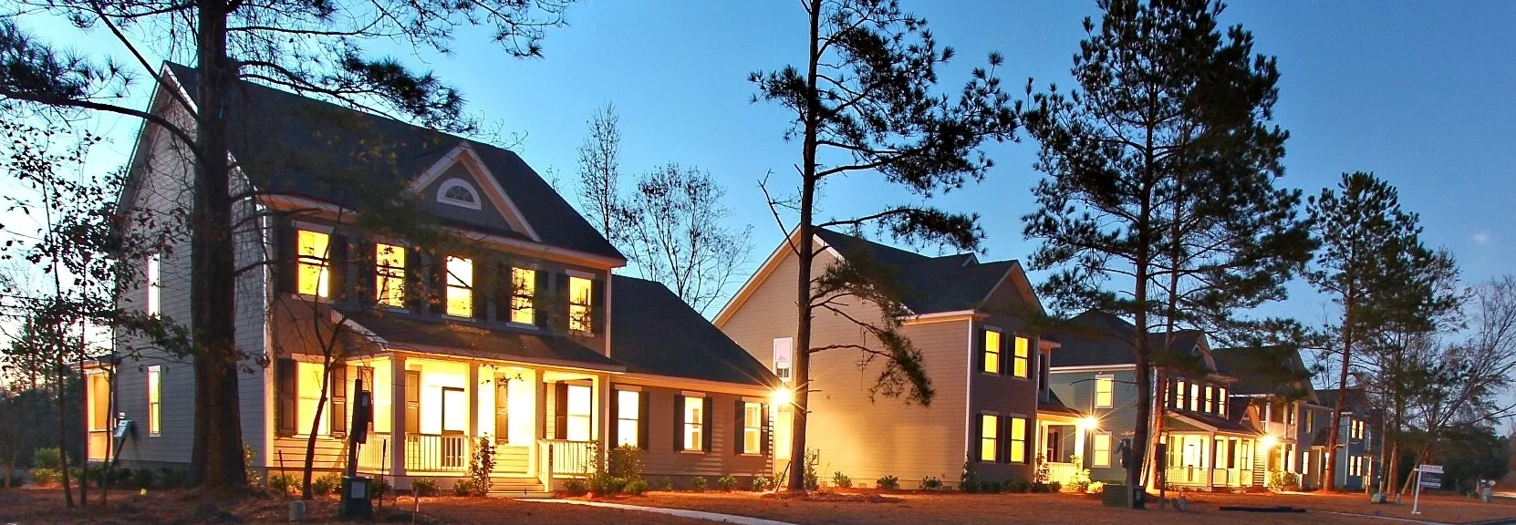 STREET VIEW OF THE ROW OF CUSTOM HOMES IN THE HAMLETS (Ready Now)