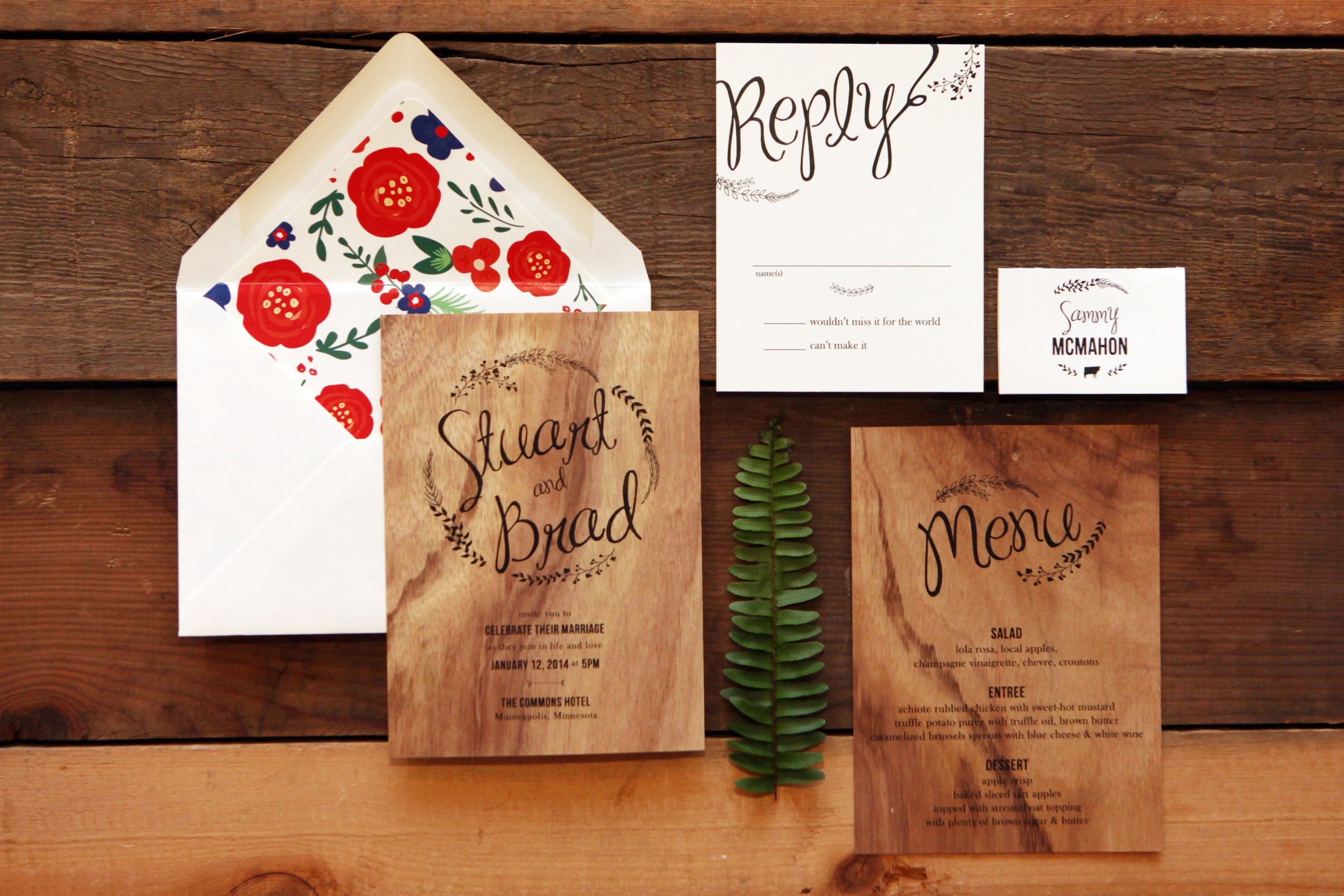 Custom wood invitations - Minneapolis, Minnesota