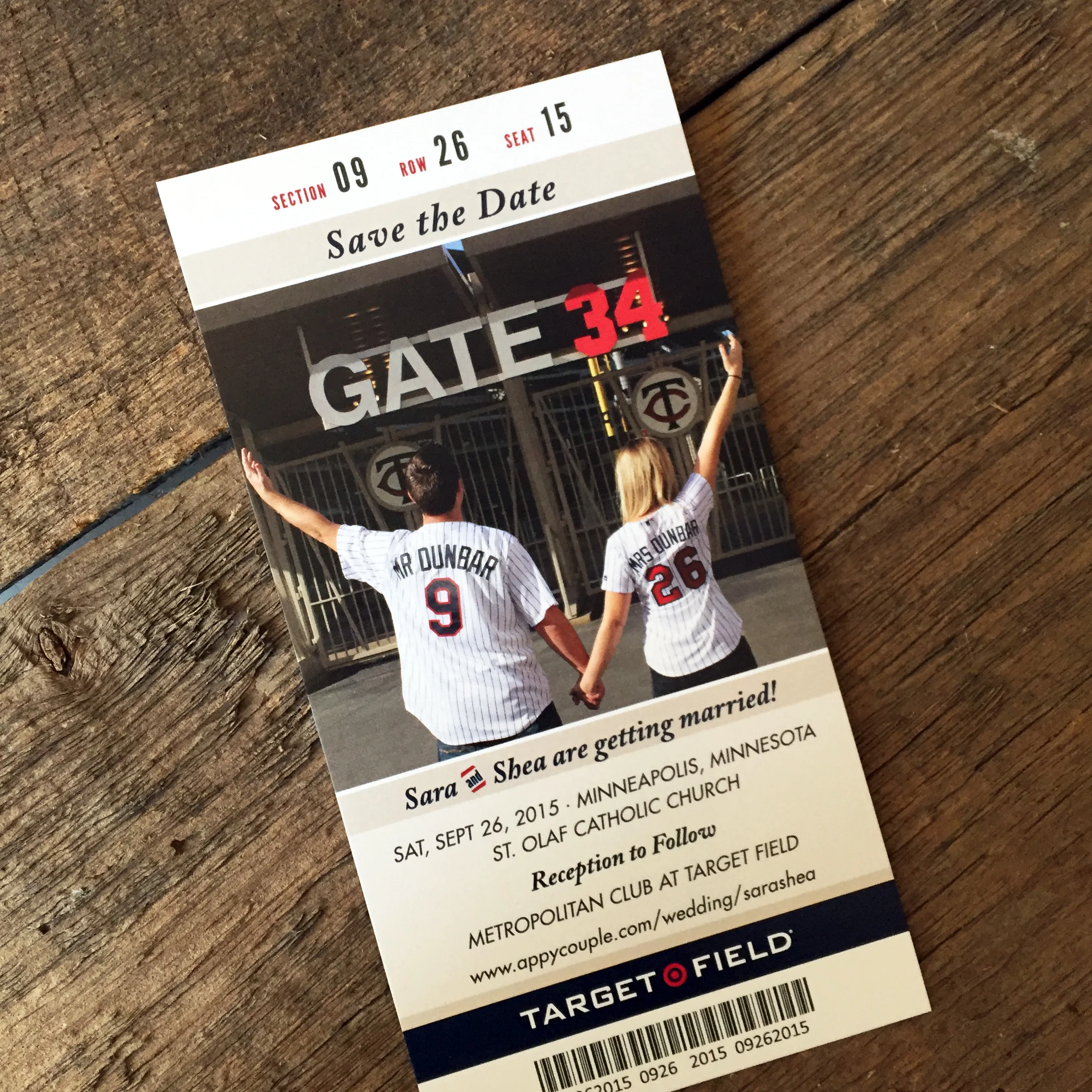 Baseball Ticket Save the Date