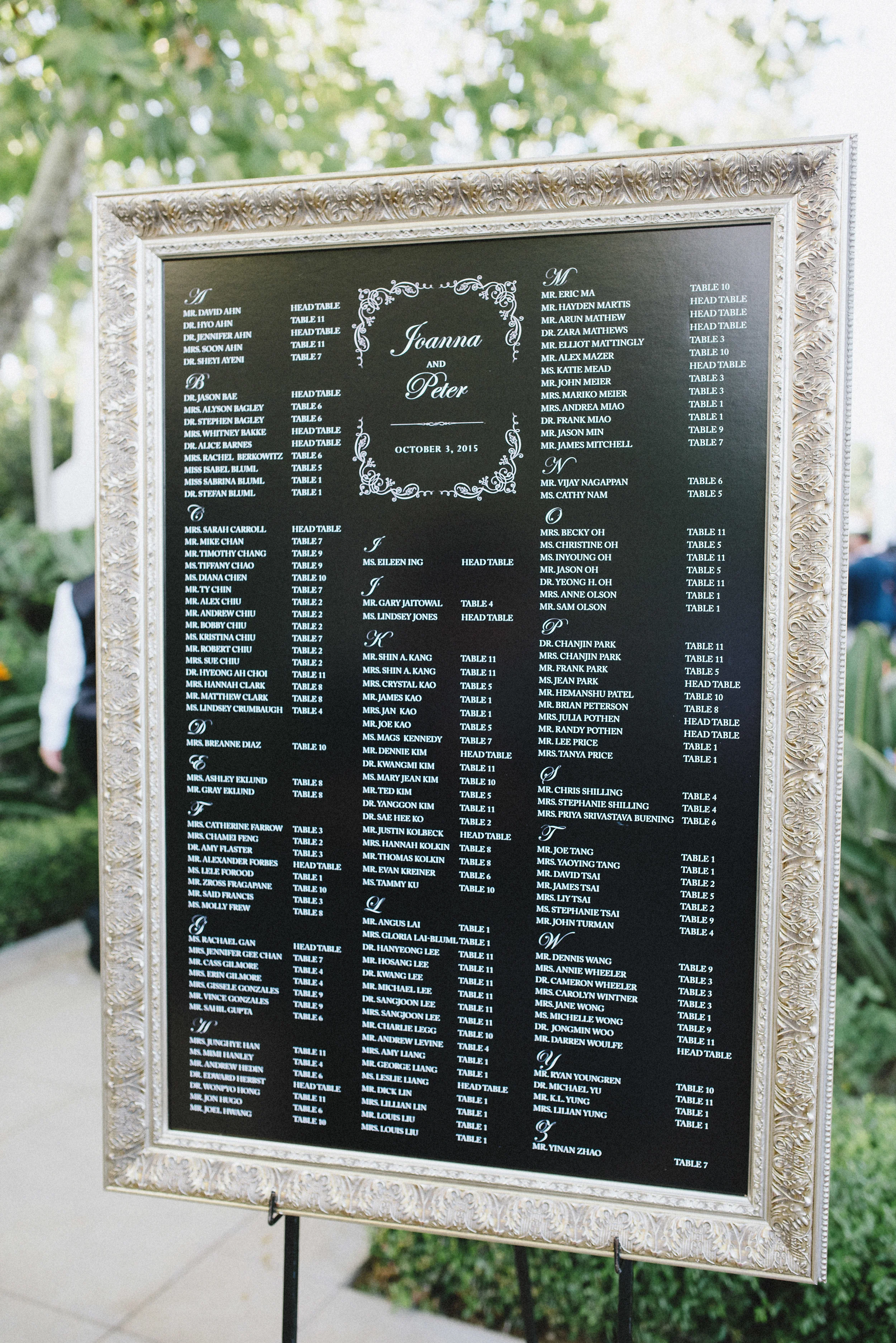 Chalkboard Seating Chart