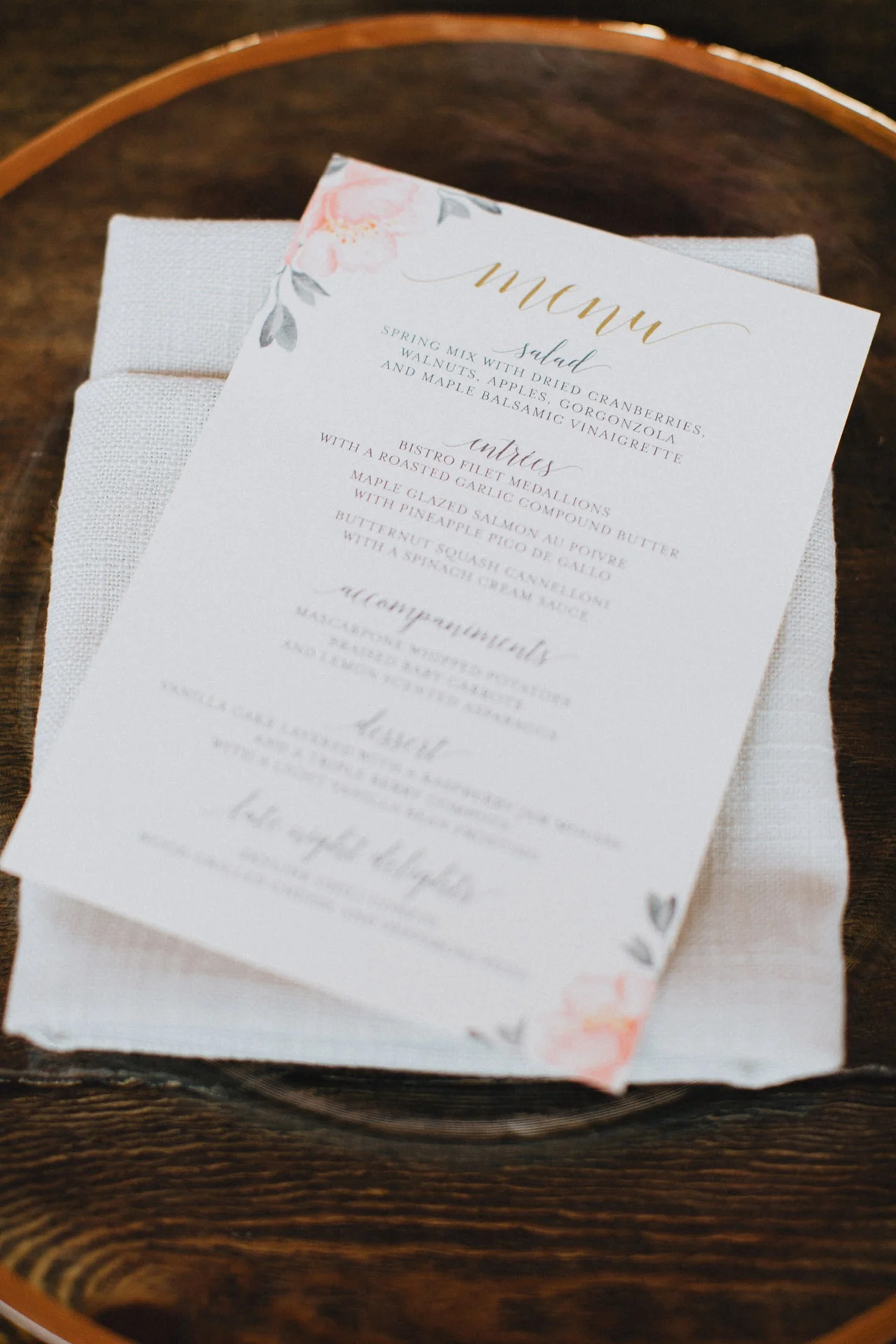 Watercolor Floral Menu