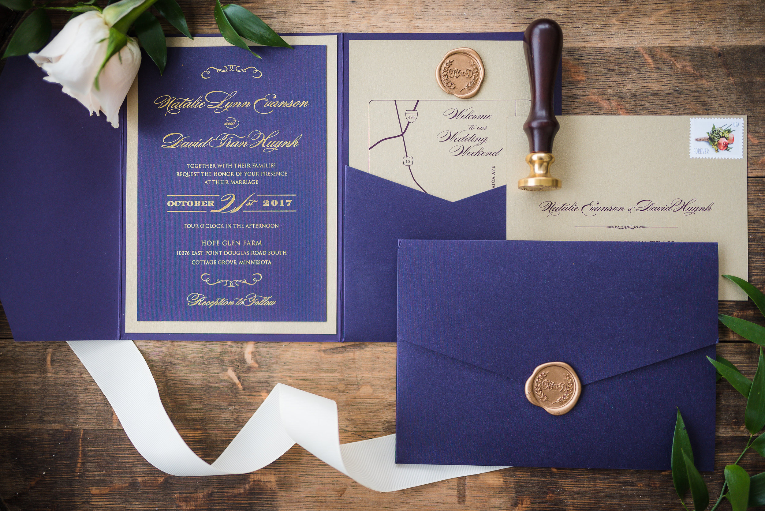 Eggplant on Gold foil is always a beautiful and classic choice