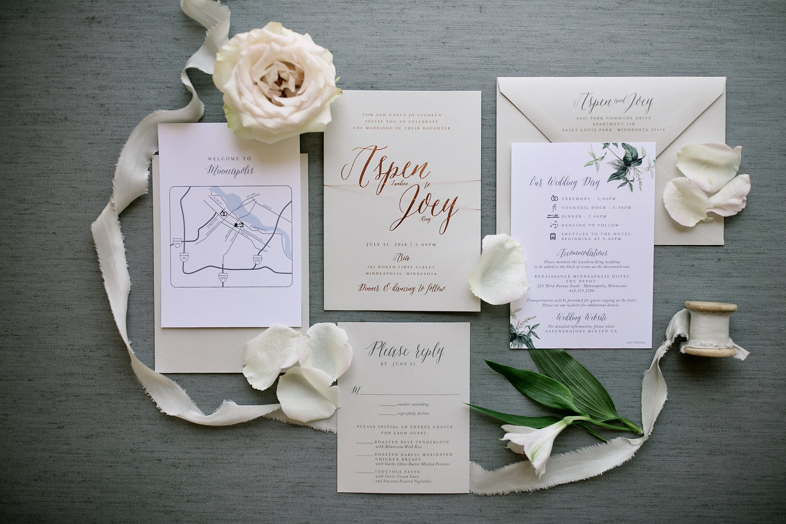 Copper and Gray Wedding Invitations