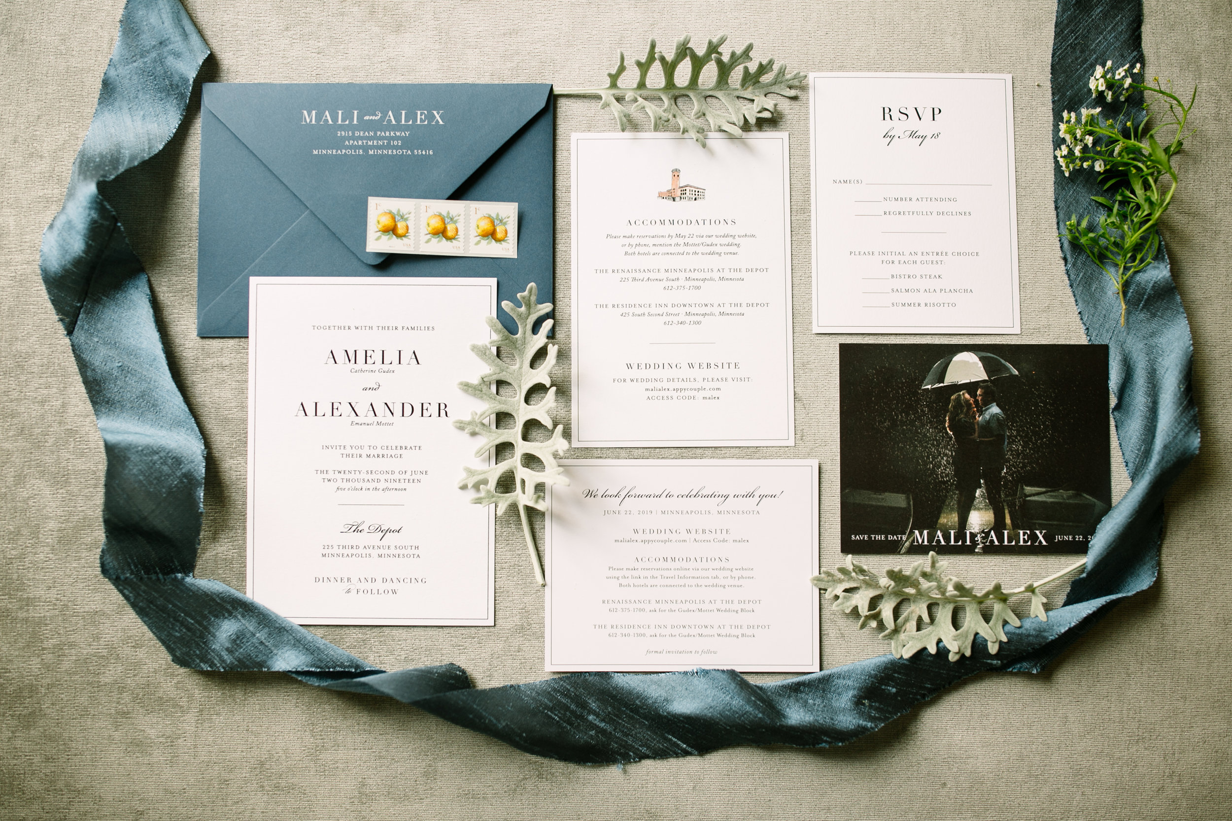 Classic Blue Wedding Invitation