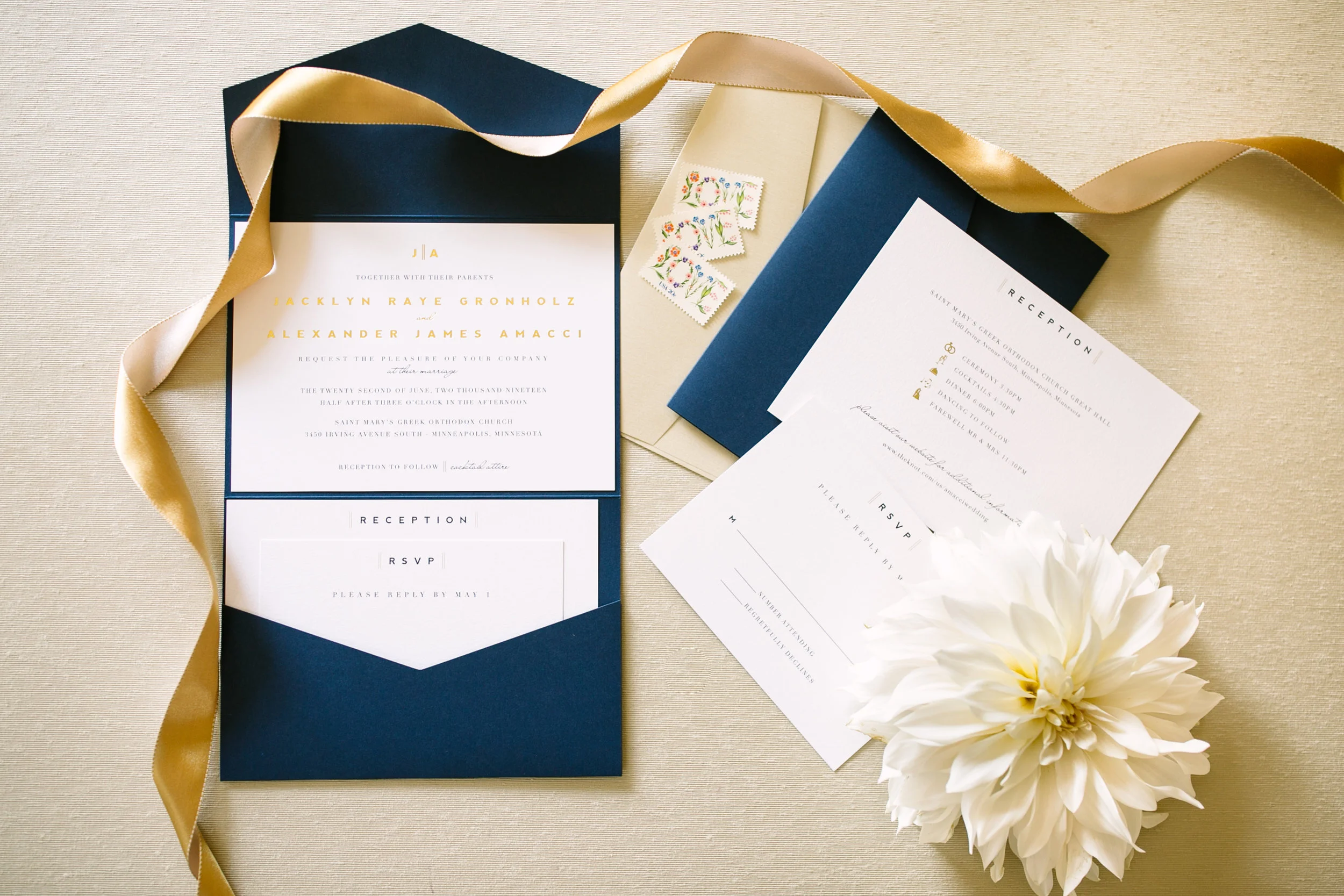 Modern Navy and Gold Pocketfold
