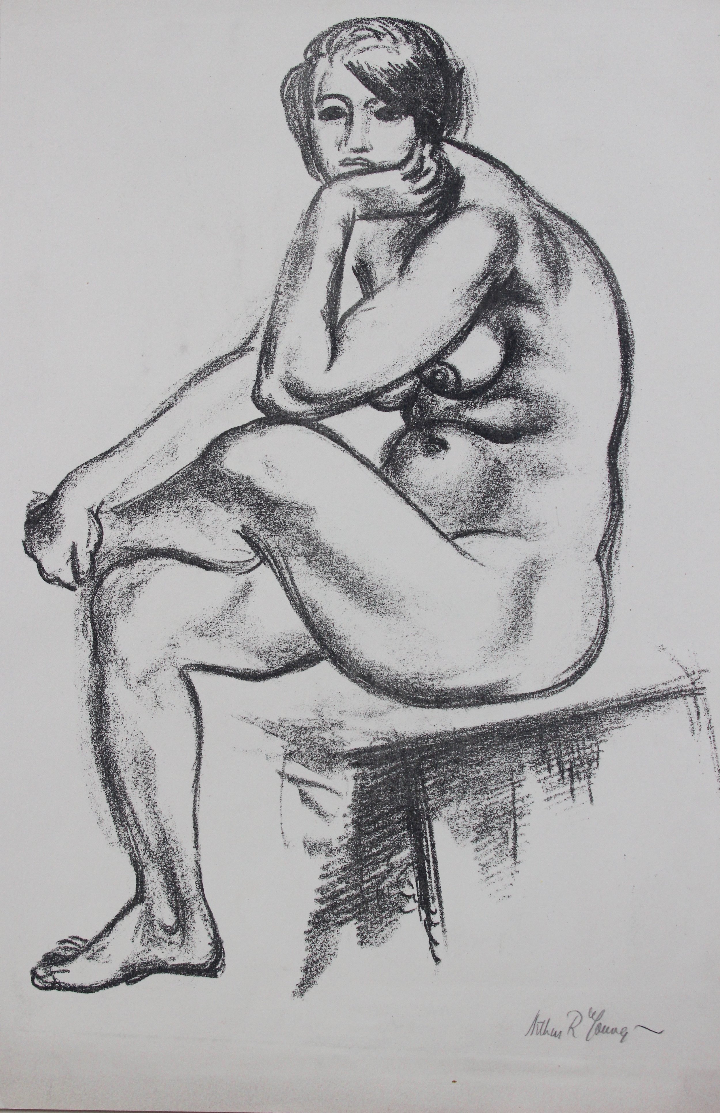 Arthur R. Young, Untitled (seated nude)