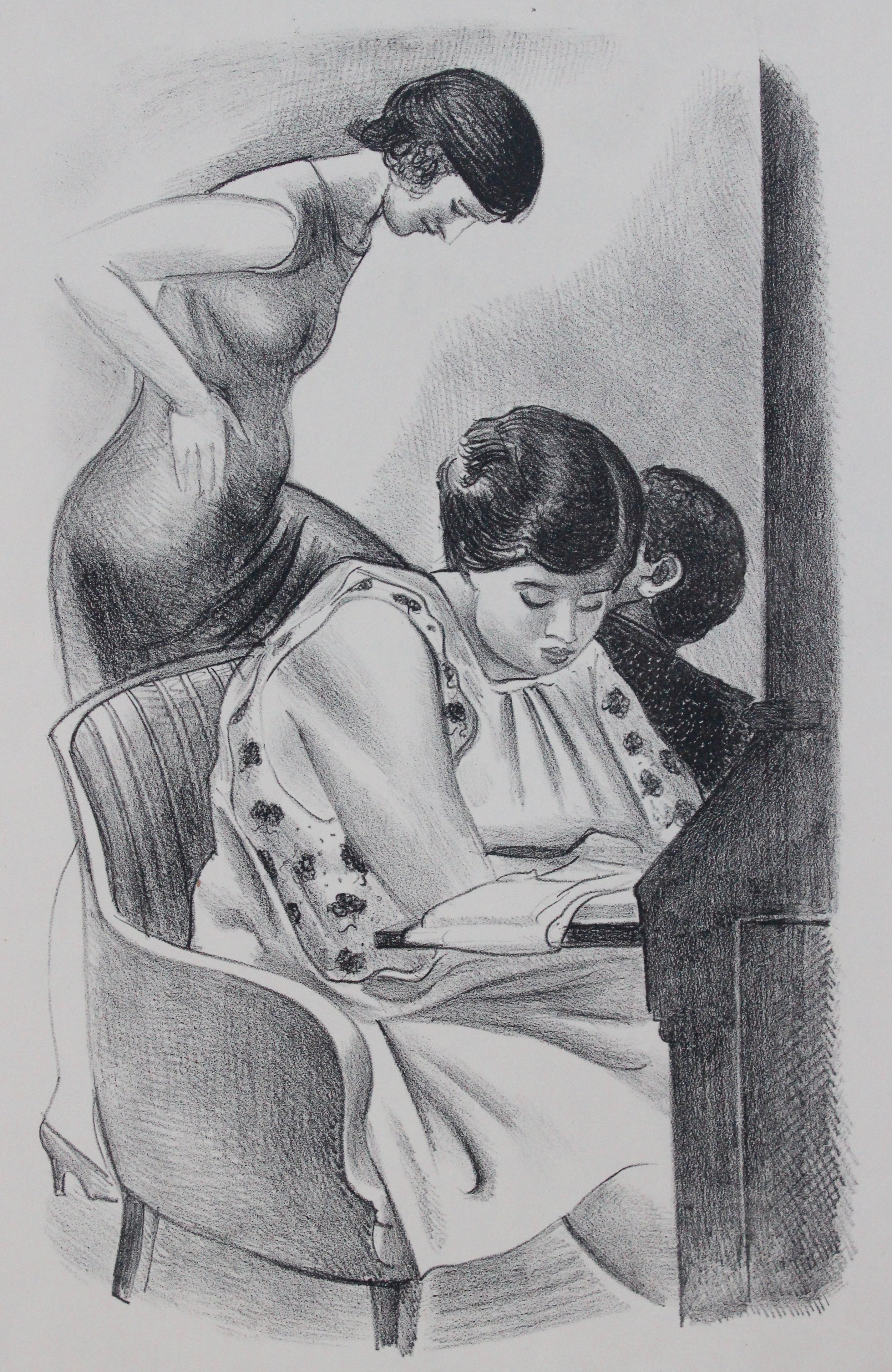 Arthur R. Young, Untitled (woman reading, woman standing)