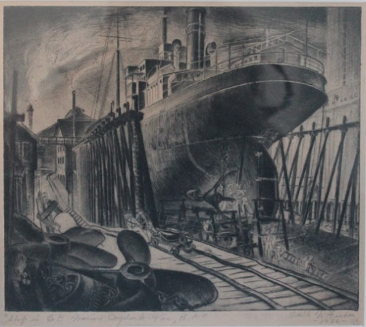 Orville Fisher, Ship in BC Marine Dry Dock, Vancouver BC, 1936