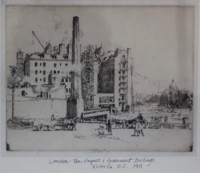 Earnest Lumsden, The Empress and Government Buildings, Victoria, BC, 1911