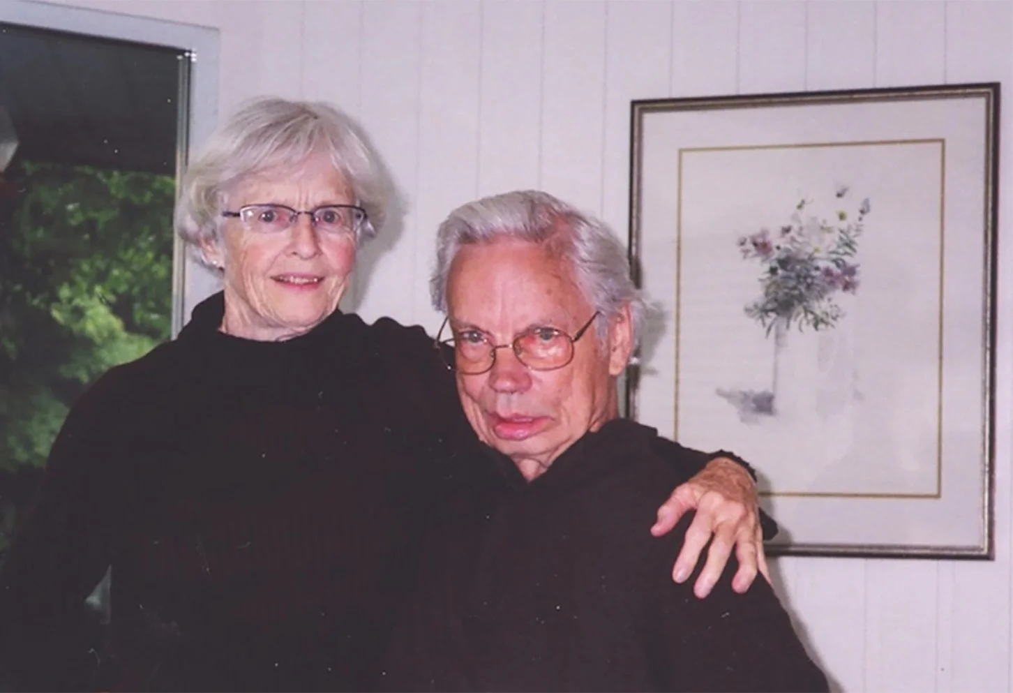 Barbara and Don Atkins (Molly Lamb Bobak watercolour) at their home, early 2000s.