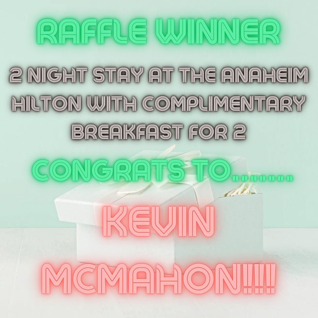 Congrats Kevin McMahon! You have won a 2 night stay at the Anaheim Hilton! We will reach out via email/text but please reach out to us on Instagram as well if you see this.