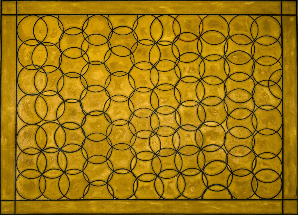 Imperfect Floor Cloth - inspired by floor pattern in the Friesen Housebarn, Neubergthal, MB. 