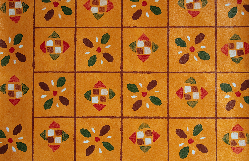 Floor Cloth - replicated pattern from Bergmann House, Bergfeld, MB.