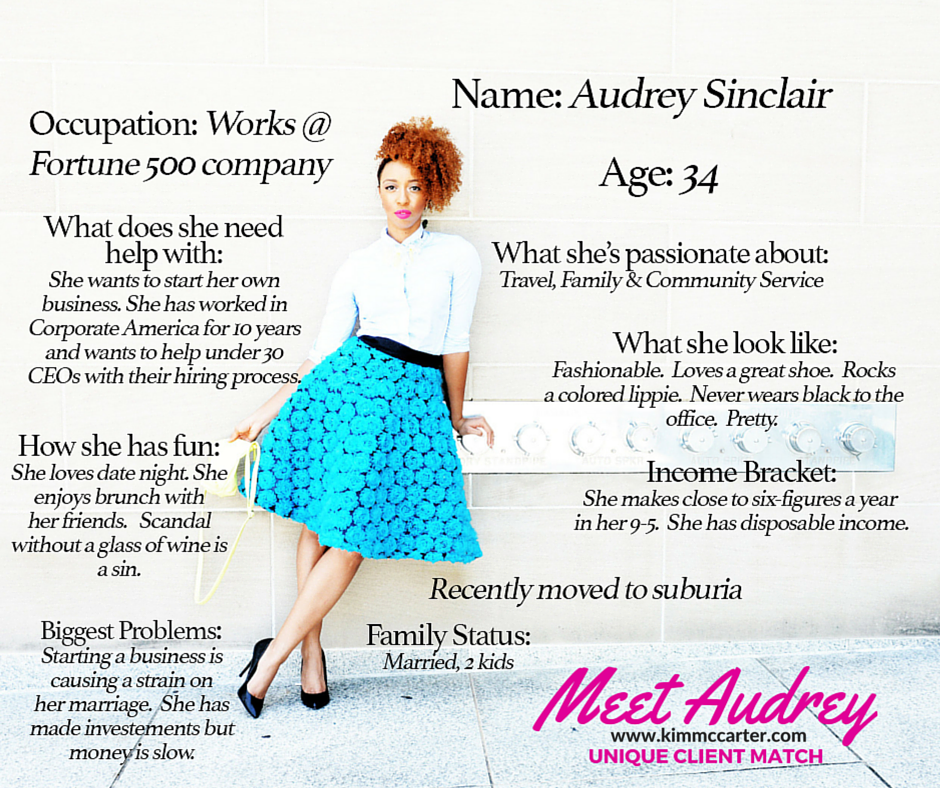 Meet Audrey. She's is an example of how you should envision your unique client match.
