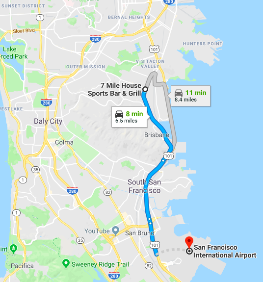 7 Mile House is conveniently located near SFO and downtown San Francisco. 