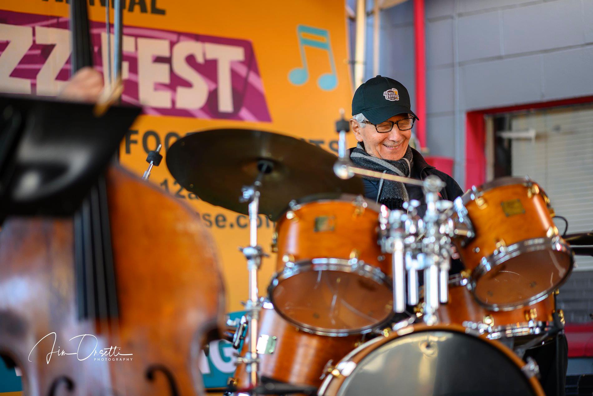 Vince Lateano, 2018 Awardee Outstanding Jazz Musician, at the 2nd Annual 7 Mile House Jazz Fest 2019