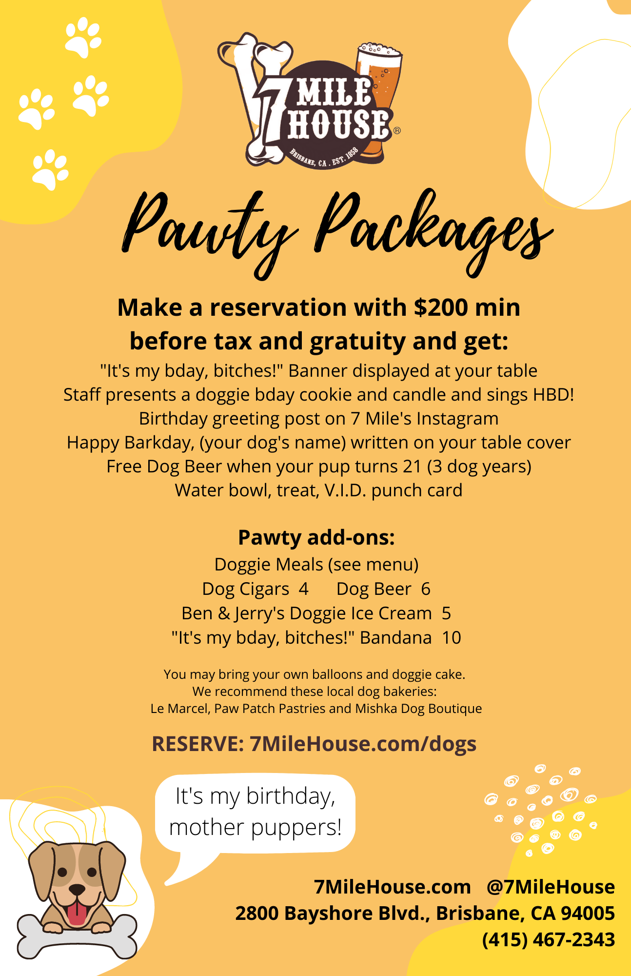 Celebrate your dog's birthday at 7 Mile